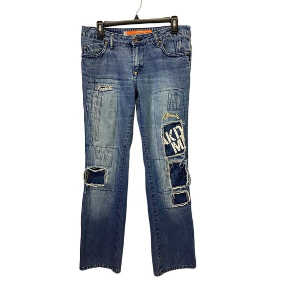 Akdmks Mens Size 30 Stretch Cotton Distressed Patched Whiskered Denim Blue Jeans - Picture 1 of 8